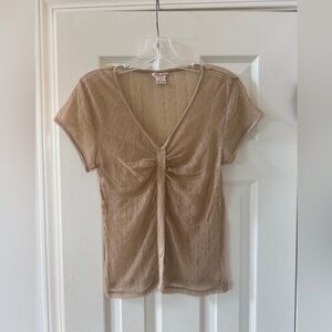 Guess Jeans Tan V-Neck Blouse